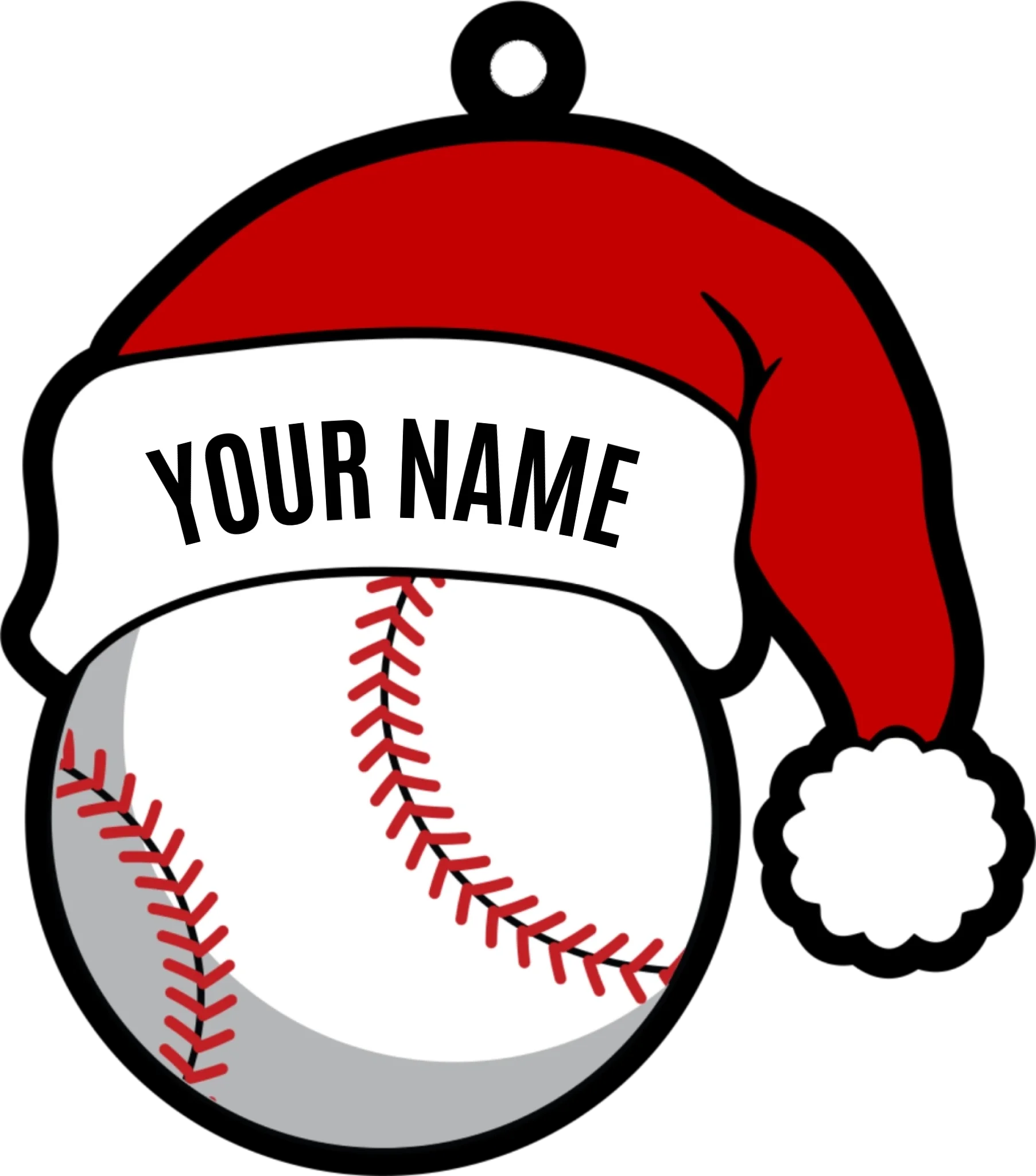 Santa Hat Baseball Ornament